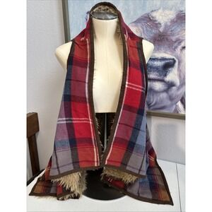 Mossimo Supply Co. Women's XXL NWT Red Flannel Plaid Faux Fur Reversible Vest